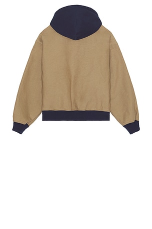 Brixton Canvas Hooded Bomber Jacket in Beige