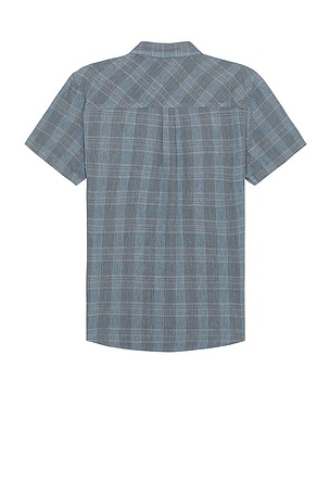 Brixton Memphis Linen Blend Short Sleeve Shirt in Blue