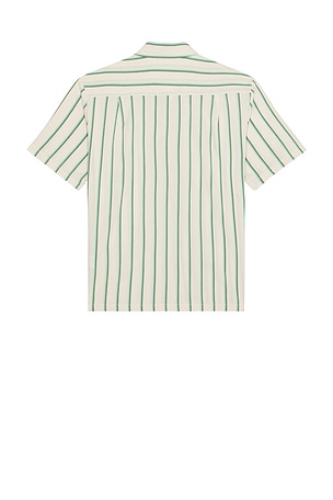 Brixton Cru Stripe Relaxed Short Sleeve Shirt in Beige
