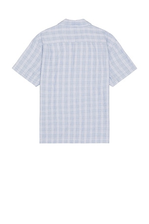 Brixton Cru Oxford Plaid Relaxed Short Sleeve Shirt in Baby Blue