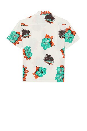 Brixton Cru Print Relaxed Short Sleeve Shirt in White