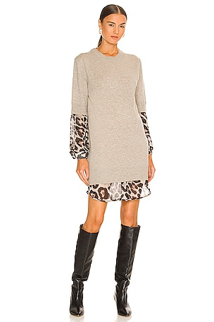 Brochu Walker Ebella Layered Looker Dress in Light Chia Melange & Leopard Beige | REVOLVE Brochu Walker Ebella Layered Looker Dress in Light Chia Melange & Leopard Beige | REVOLVE