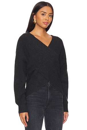 Brochu Walker Hughes Wrap Front Sweater in Charcoal