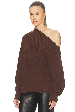 Brochu Walker Hart Off Shoulder Pullover in Brown