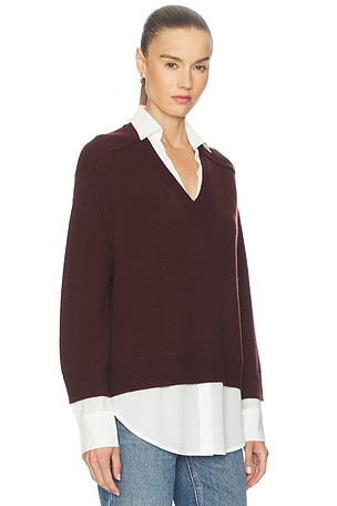 Brochu Walker V-neck Layered Pullover in Brown
