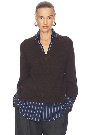 V-neck Printed Layered Pullover Sweater Brochu Walker