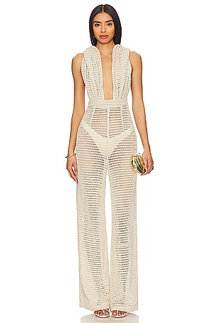 Poster Girl Delphine Jumpsuit Shapewear Short Sleeve Jumpsuit in Oyster