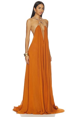 Bronx Banco Zuri Halterneck Cutout Dress in Orange