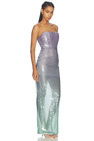 Bronx and Banco Ibiza Ombre Farah Strapless Maxi Dress in Purple