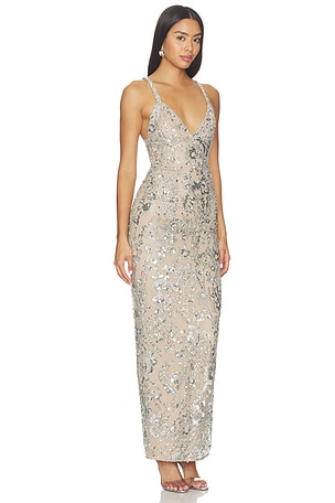 Bronx Banco Venetian Allegra Maxi Dress in Metallic Silver