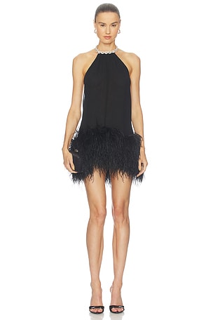 Halter Neck Mini Dress With Feather Trim Bronx Banco