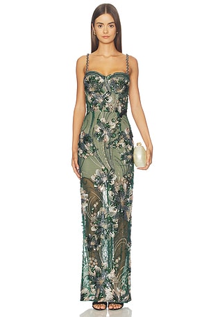 Embellished Maxi Dress With Diamond Straps Bronx Banco