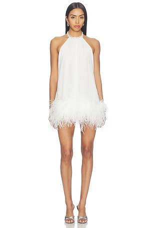 Halter Neck Mini Dress With Feather Trim Bronx Banco