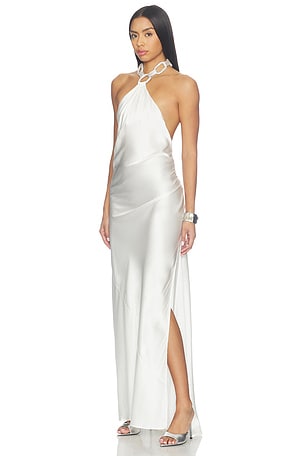 Silky Halterneck Gown With Diamond Chain Bronx Banco