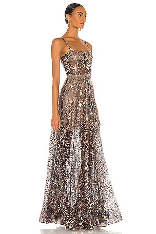 Bronx and Banco Midnight Noir Gown in Black,Gold