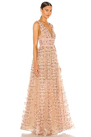 Bronx and Banco Megan Maxi Dress in Nude,Pink