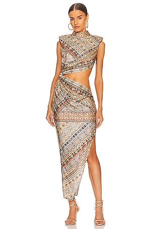 Paisley Cutout Midi Dress Bronx and Banco