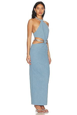 Bronx and Banco Naomi Halterneck Maxi Dress in Blue