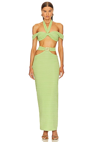 neon green two piece dress Strapless Long Fitted Prom Dress by LaDivine C141 main image 1