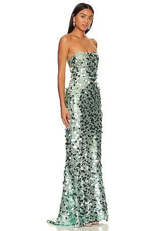 Bronx and Banco Farah Strapless Gown in Green