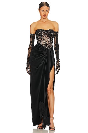 $295 Norma Kamali Women's Beige Black Lace Floral Corset Mio Bodysuit Size  L