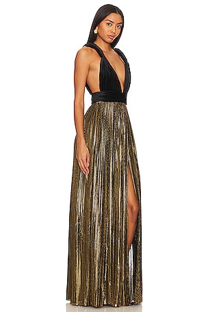 Bronx and Banco Goddess Gown in Metallic Gold