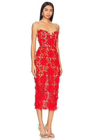 Bronx and Banco Jasmine Midi Dress in Red