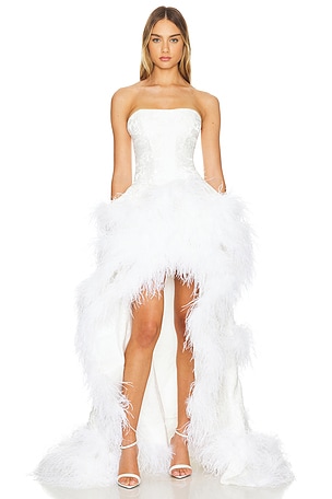 Louisa Blanc Strapless Feather GownBronx and Banco$4,500NEW