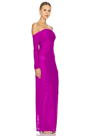 Bronx and Banco Monica Off The Shoulder Gown in Fuchsia