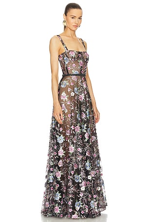 Bronx and Banco Midnight Embroidered Gown in Black