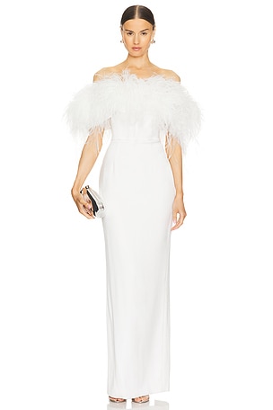 Lola Blanc Strapless Feather Gown Bronx and Banco