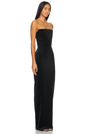 Bronx and Banco Florentina Strapless Velvet Gown in Black