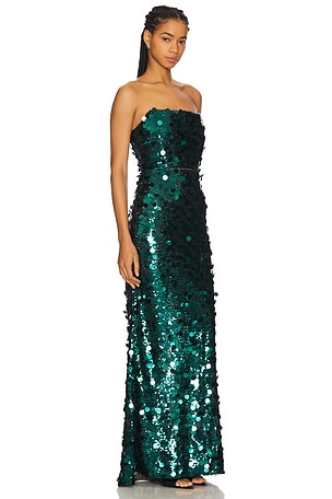 Bronx and Banco Farah Strapless Gown in Teal, Dark Green