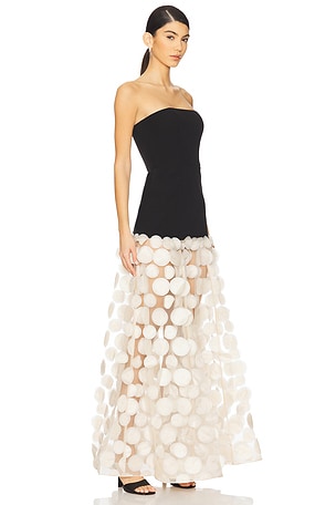 Bronx and Banco Harper Strapless Gown in Black,Cream