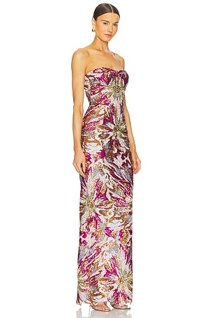 Bronx and Banco Dahlia Maxi Dress in Red,Brown