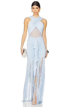 VESTIDO MAXI COM FRANJA VALERIA Bronx and Banco