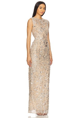 Bronx and Banco Violet Maxi Dress in Metallic Silver