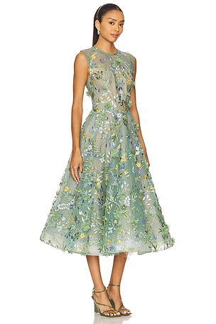 Bronx and Banco Saba Floral Midi Dress in Sage