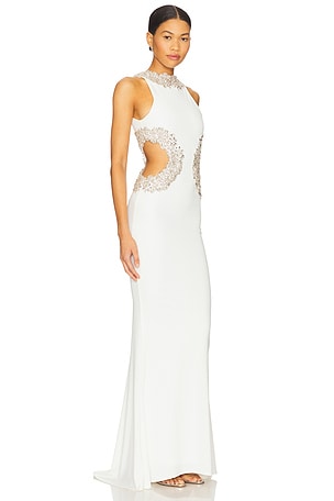 Bronx and Banco Camila Rhinestone Gown in White