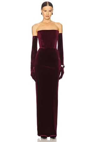 Florentina Strapless Velvet Gown Bronx and Banco