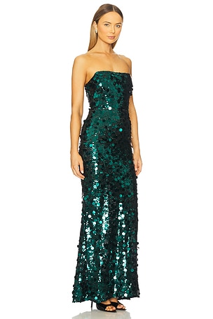 Bronx and Banco Farah Sequin Strapless Maxi Dress in Green