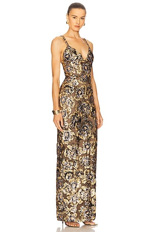 Bronx and Banco Allegra Sequin Gown in Metallic Gold