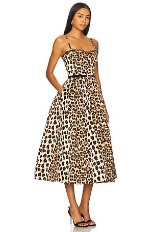 Bronx and Banco Inara Leopard Midi Dress in Brown