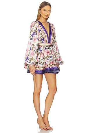 Bronx and Banco Bedouin Coastal Mini Dress in Cream,Purple