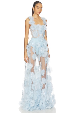 Bronx and Banco Rosalie Floral Gown in Baby Blue