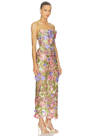 Bronx and Banco Iris Floral Maraya Strapless Ankle Dress in Pink