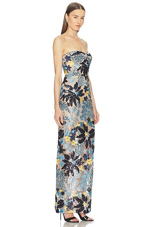 Bronx and Banco Dahlia Strapless Maxi Dress in Blue