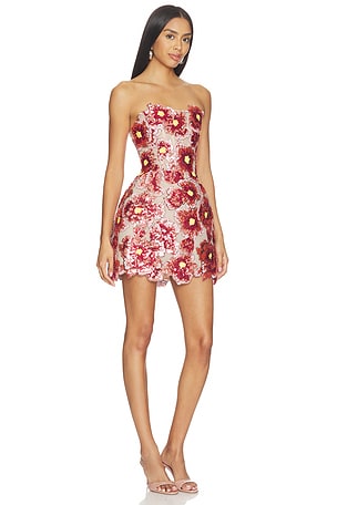 Bronx and Banco Raspberry Sequin Maraya Strapless Mini Dress in Pink. Size S. Also