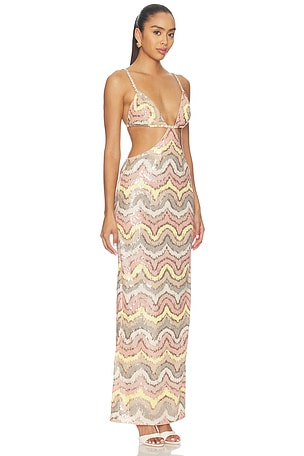 Bronx Banco Sonia Sequin Cutout Maxi Dress in Pink,White