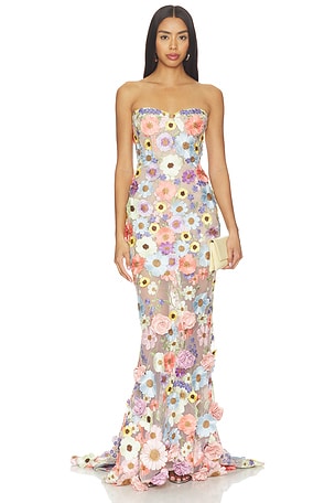 Jasmine Floral Strapless Gown Bronx Banco